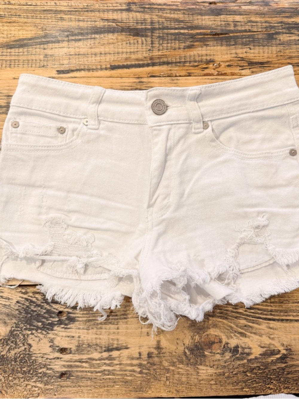 Indigo Rein White Distressed Shorts